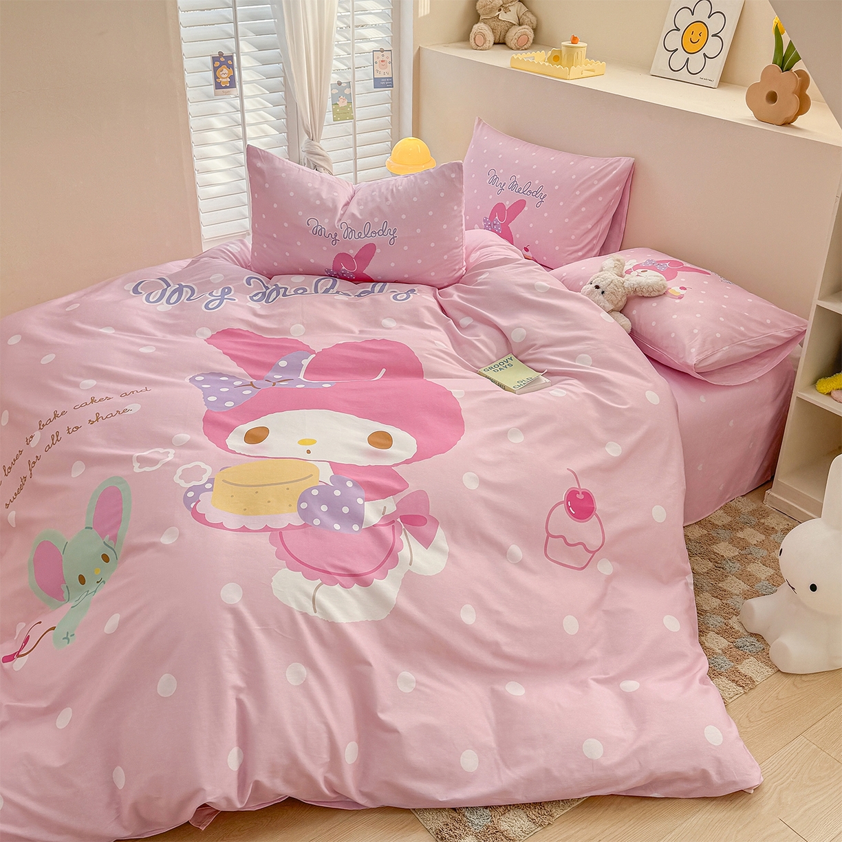 91家纺网 家纺一手货源 找家纺 玉元坊 2025新款正版授权三丽鸥系列全棉纯棉三四件套 基础款 甜品美乐蒂-基础款