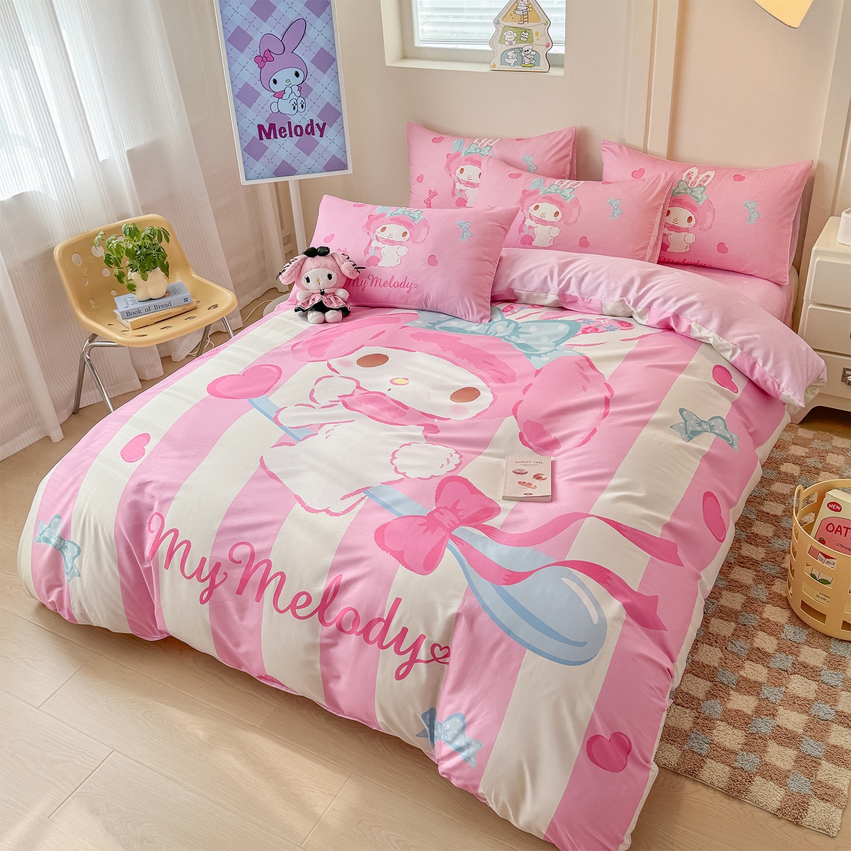 玉元坊 2025新款正版授权三丽鸥系列全棉纯棉三四件套 基础款 甜心美乐蒂-基础款