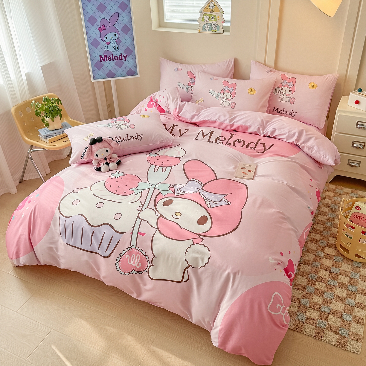 玉元坊 2025新款正版授权三丽鸥系列全棉纯棉三四件套 基础款 蛋糕美乐蒂-基础款