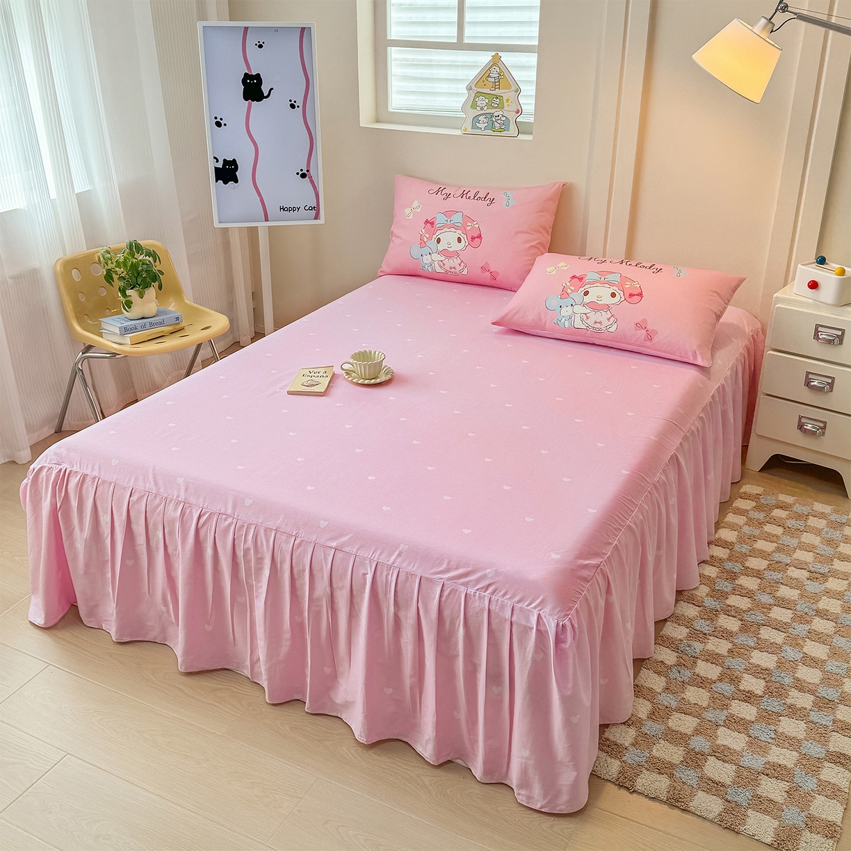 91家纺网 家纺一手货源 找家纺 玉元坊 2025新款正版授权三丽鸥系列全棉纯棉三四件套 基础款 玩偶美乐蒂-基础款