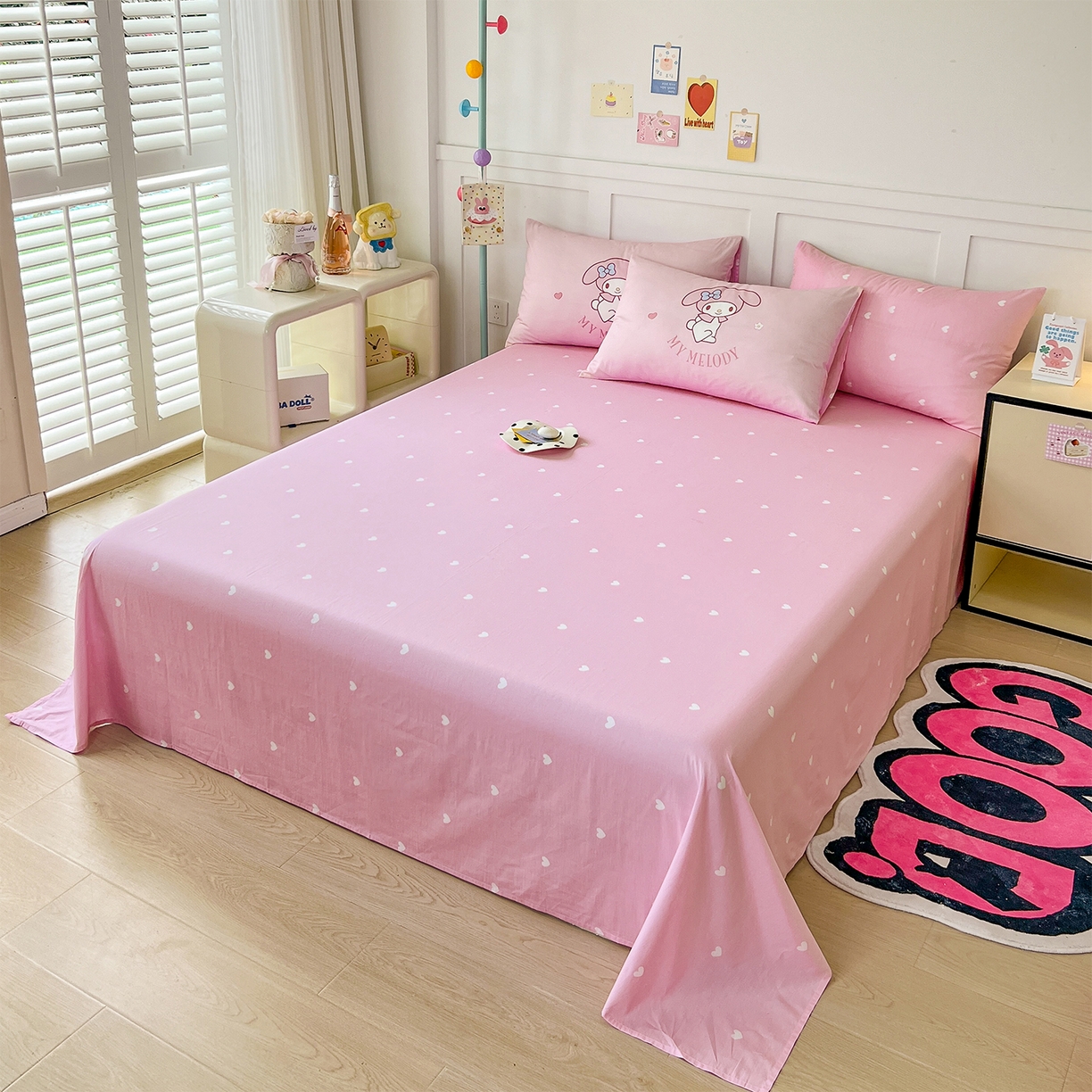 91家纺网 家纺一手货源 找家纺 玉元坊 2025新款正版授权三丽鸥系列全棉纯棉三四件套 基础款 粉兔草莓-基础款