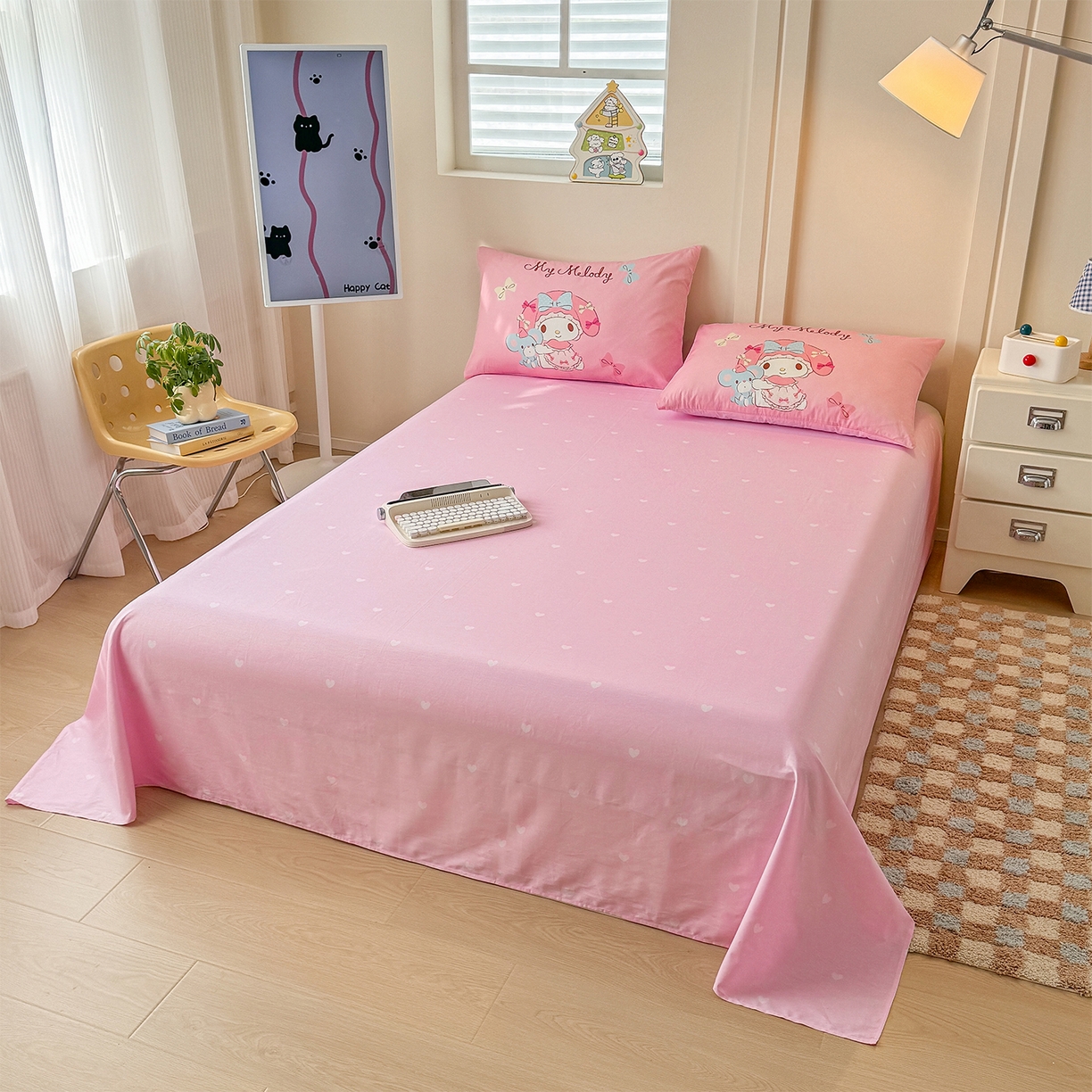 91家纺网 家纺一手货源 找家纺 玉元坊 2025新款正版授权三丽鸥系列全棉纯棉三四件套 基础款 玩偶美乐蒂-基础款