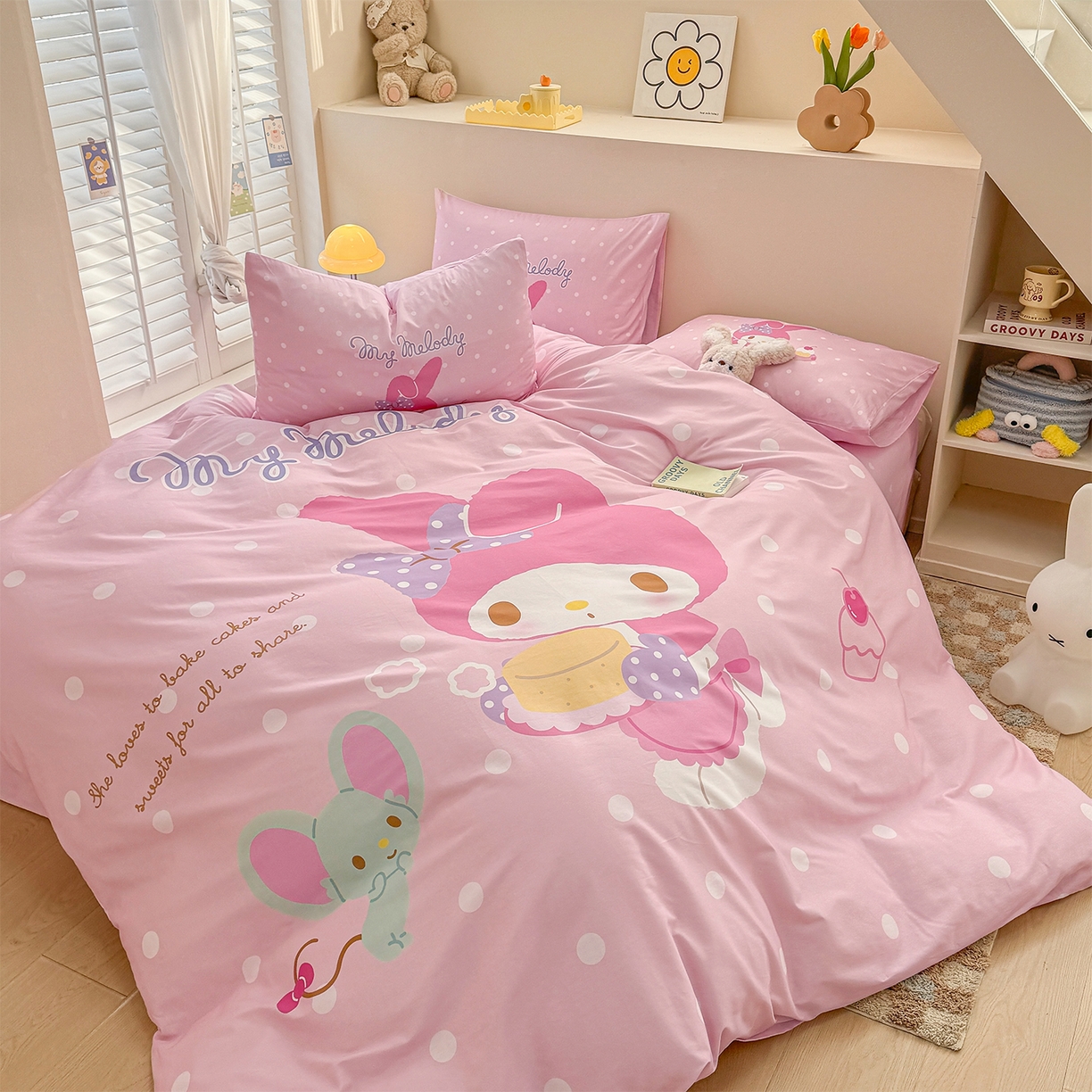 91家纺网 家纺一手货源 找家纺 玉元坊 2025新款正版授权三丽鸥系列全棉纯棉三四件套 基础款 甜品美乐蒂-基础款