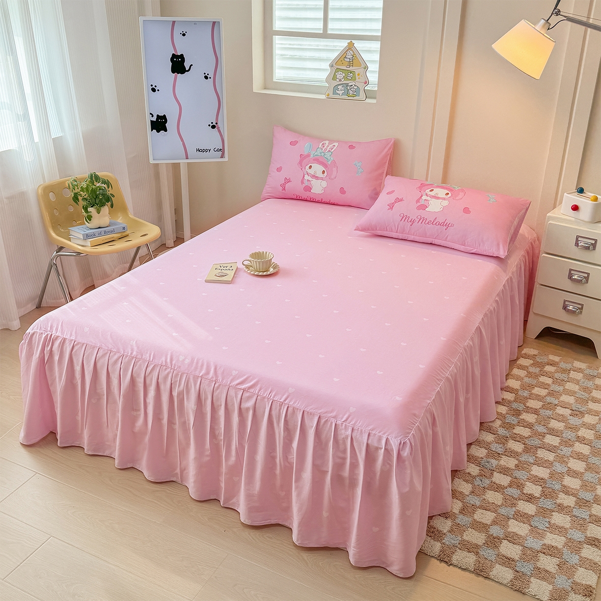 91家纺网 家纺一手货源 找家纺 玉元坊 2025新款正版授权三丽鸥系列全棉纯棉三四件套 基础款 甜心美乐蒂-基础款