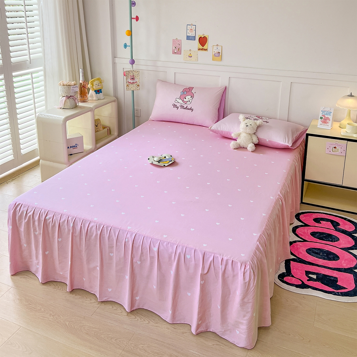 91家纺网 家纺一手货源 找家纺 玉元坊 2025新款正版授权三丽鸥系列全棉纯棉三四件套 基础款 粉兔亲亲-基础款