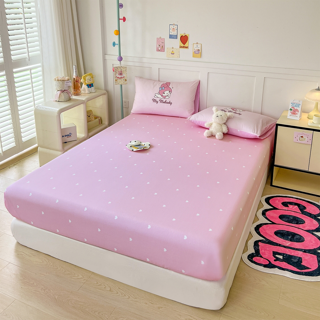 91家纺网 家纺一手货源 找家纺 玉元坊 2025新款正版授权三丽鸥系列全棉纯棉三四件套 基础款 粉兔亲亲-基础款