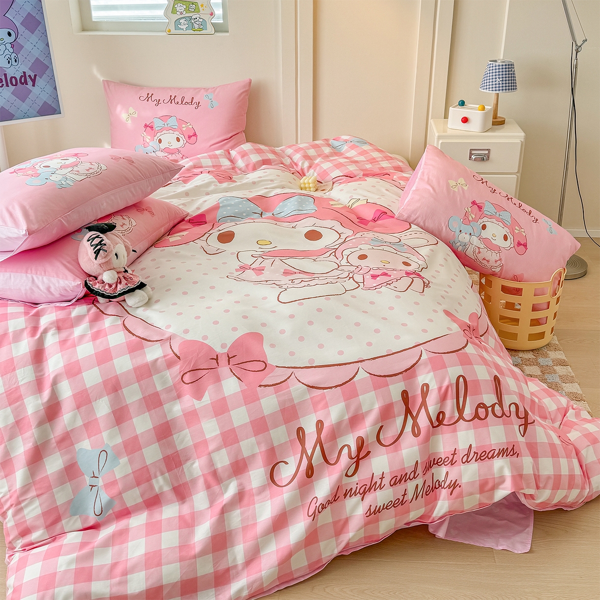 91家纺网 家纺一手货源 找家纺 玉元坊 2025新款正版授权三丽鸥系列全棉纯棉三四件套 基础款 玩偶美乐蒂-基础款