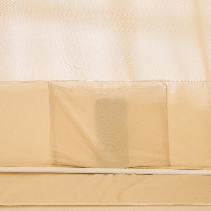 91家纺网 家纺一手货源 找家纺 锦逸家居 2026新款遮光坐床蚊帐 蝴蝶结-米黄（带遮光帘款）