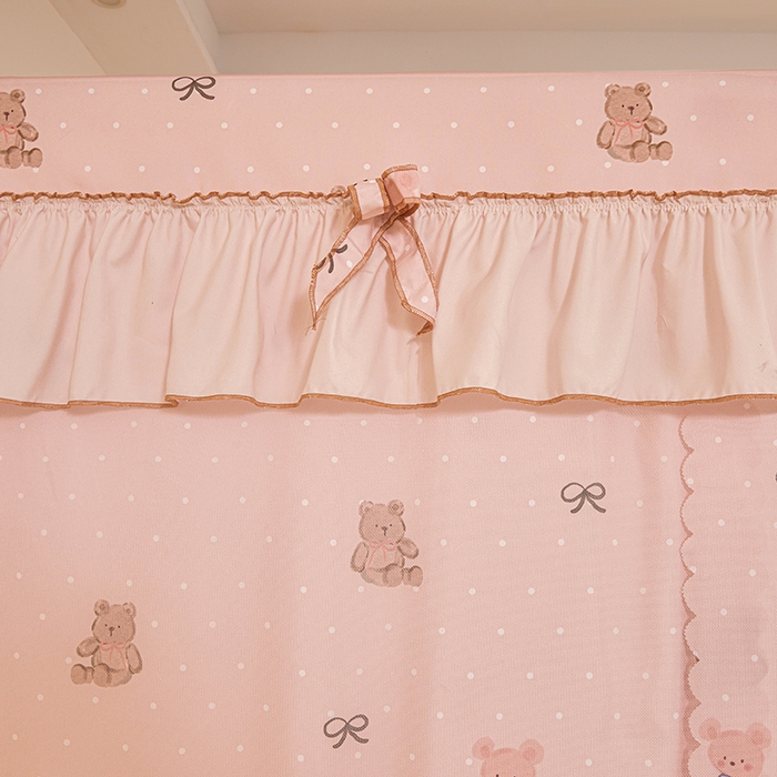 91家纺网 家纺一手货源 找家纺 锦逸家居 2026新款遮光坐床蚊帐 粉粉熊宝（带遮光帘款）