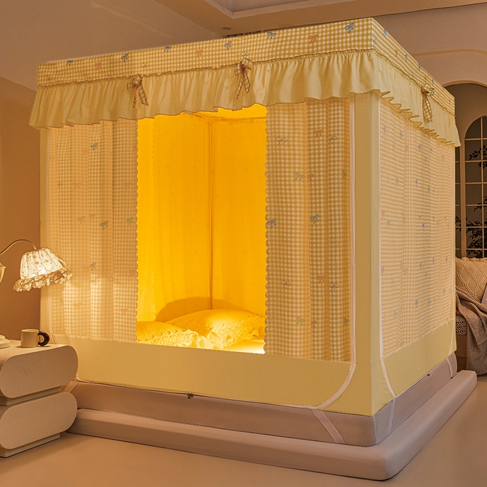 91家纺网 家纺一手货源 找家纺 锦逸家居 2026新款遮光坐床蚊帐 甜心小屋（不带遮光帘款）