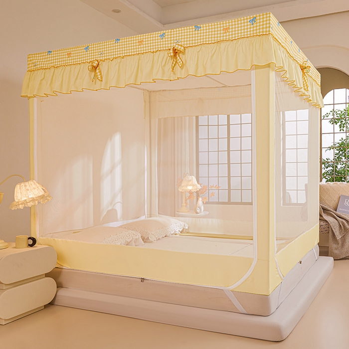 91家纺网 家纺一手货源 找家纺 锦逸家居 2026新款遮光坐床蚊帐 甜心小屋（带遮光帘款）