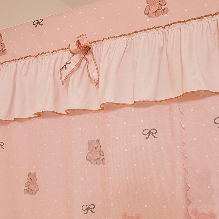 91家纺网 家纺一手货源 找家纺 锦逸家居 2026新款遮光坐床蚊帐 粉粉熊宝（不带遮光帘款）