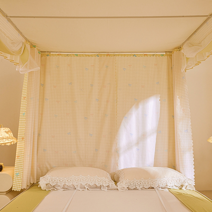 91家纺网 家纺一手货源 找家纺 锦逸家居 2026新款遮光坐床蚊帐 甜心小屋（带遮光帘款）