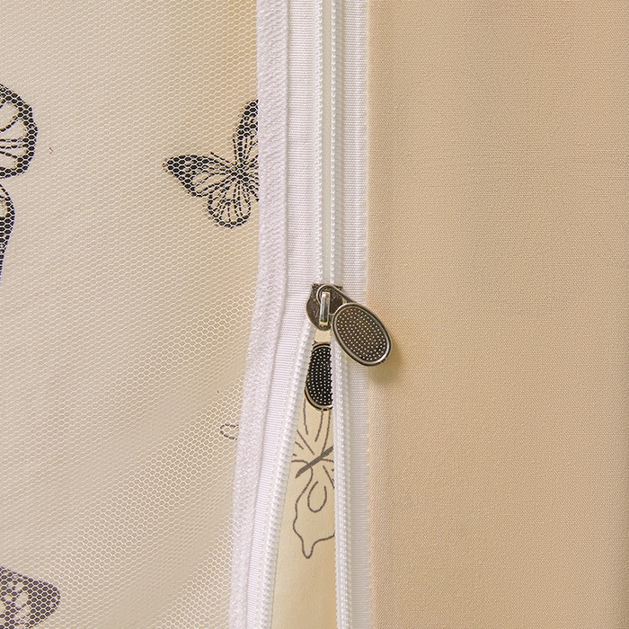 91家纺网 家纺一手货源 找家纺 锦逸家居 2026新款遮光坐床蚊帐 蝴蝶结-米黄（带遮光帘款）