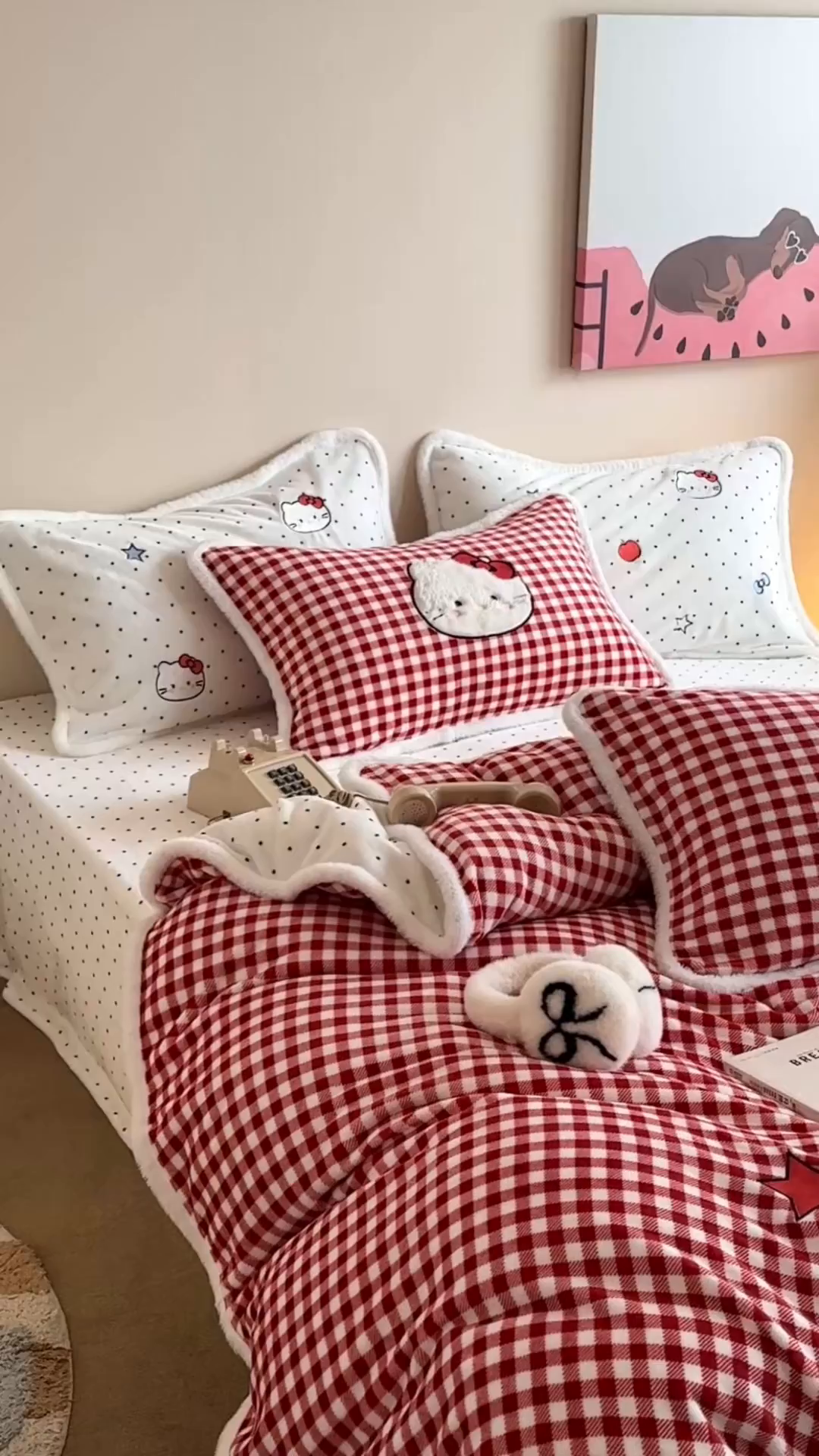 91家纺网 家纺一手货源 找家纺 桃子家居 2026新款A类新年限定兔毛贴布绣猫咪可爱公主兔毛包边工艺款加厚牛奶绒四件套 绒贴布绣-喵喵公主白