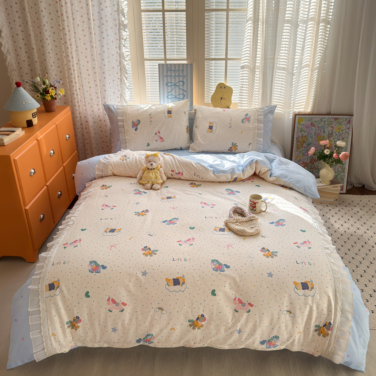 91家纺网 家纺一手货源 找家纺 （总）乐童家纺 2026新款全棉纯棉拼接花边小清新工艺款四件套