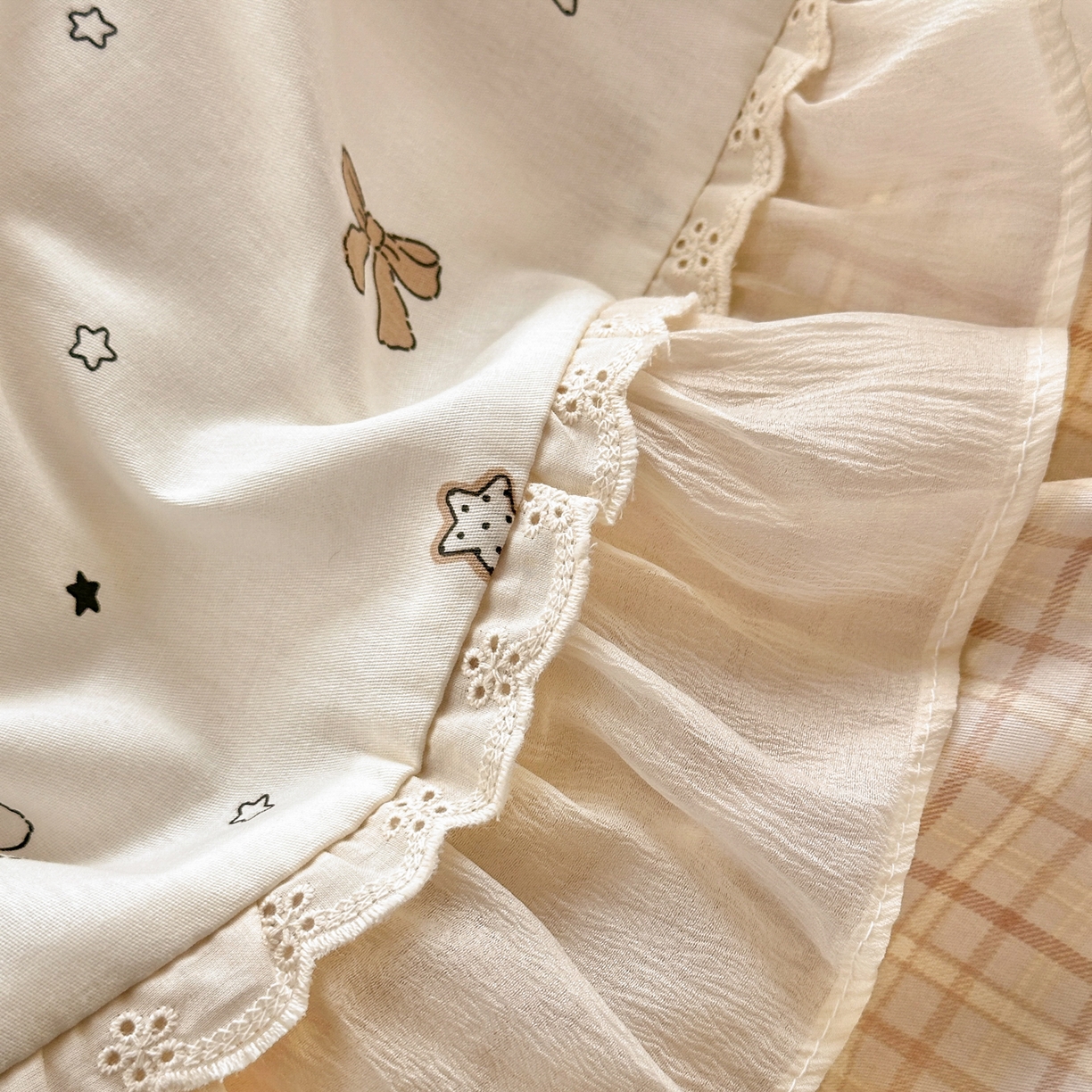 91家纺网 家纺一手货源 找家纺 乐童家纺 2026新款全棉纯棉拼接花边小清新工艺款四件套 凯莉梦境