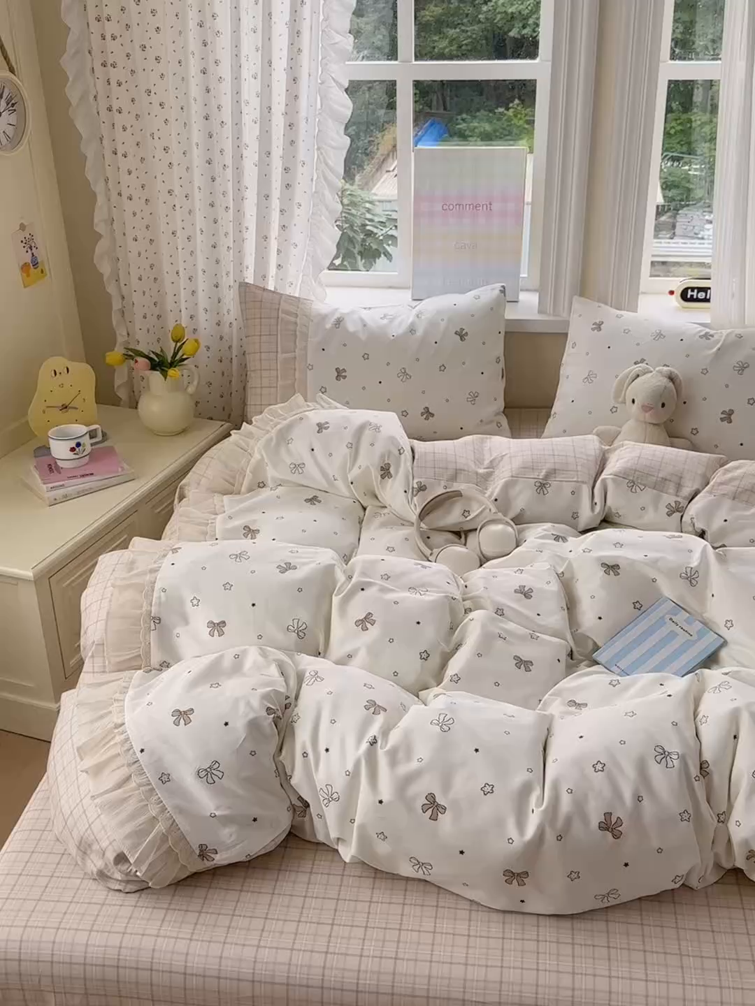 91家纺网 家纺一手货源 找家纺 乐童家纺 2026新款全棉纯棉拼接花边小清新工艺款四件套 凯莉梦境