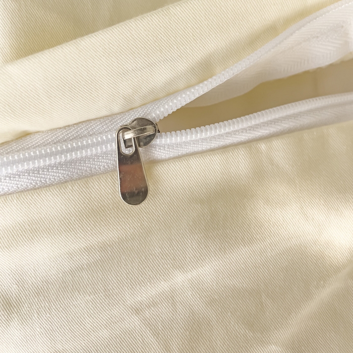 91家纺网 家纺一手货源 找家纺 锦彩家居 2026新款40支正宗13372双拼纯色全棉四件套酒店宾馆民宿学生三件套（可定制）标准号的床单是圆角吊边；小号和加大的床单都是直角 奶昔白