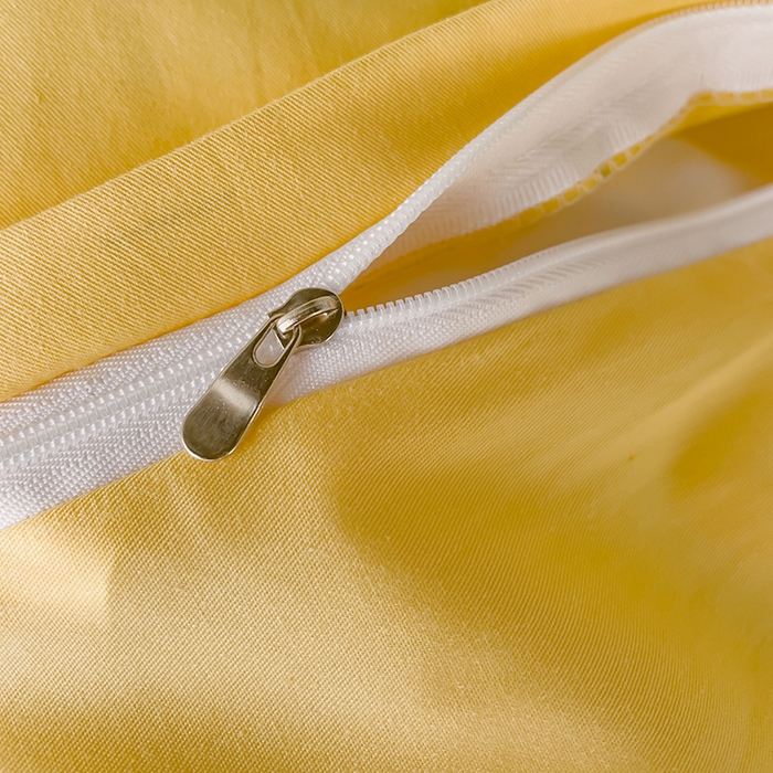 91家纺网 家纺一手货源 找家纺 锦彩家居 2026新款40支正宗13372双拼纯色全棉四件套酒店宾馆民宿学生三件套（可定制）标准号的床单是圆角吊边；小号和加大的床单都是直角 初黄