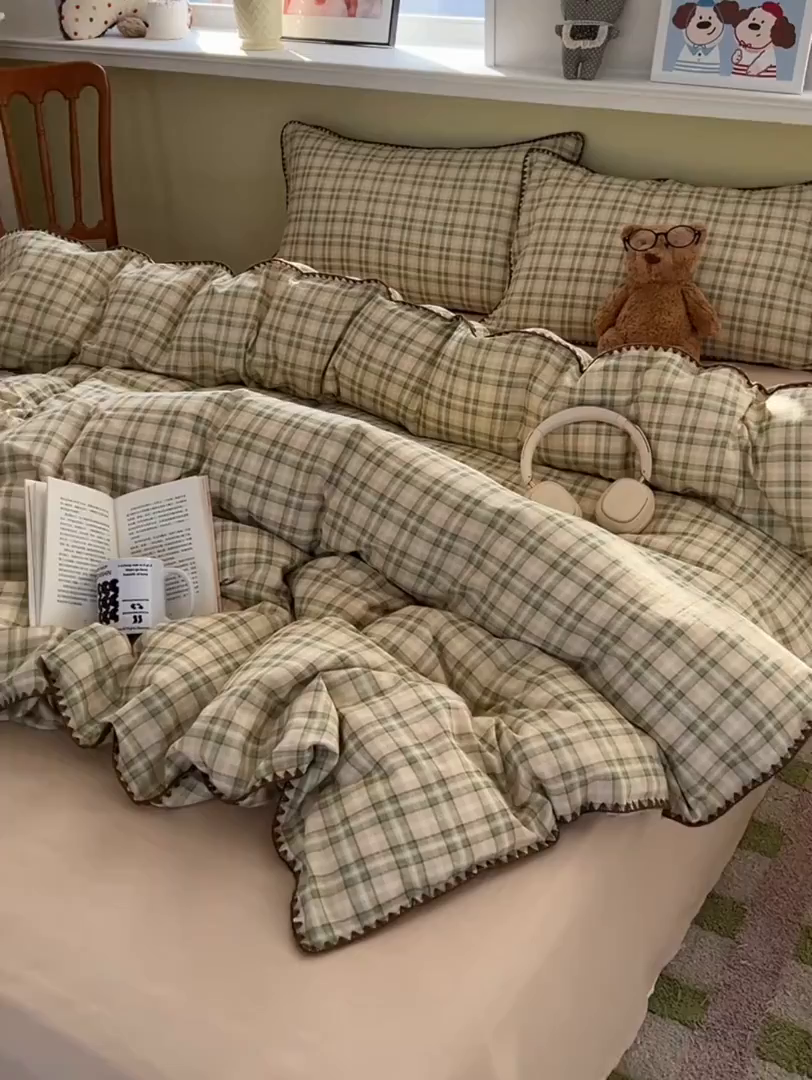 91家纺网 家纺一手货源 找家纺 （总）典曼家纺 2026新款全棉纯棉有氧双层纱贝壳边四件套