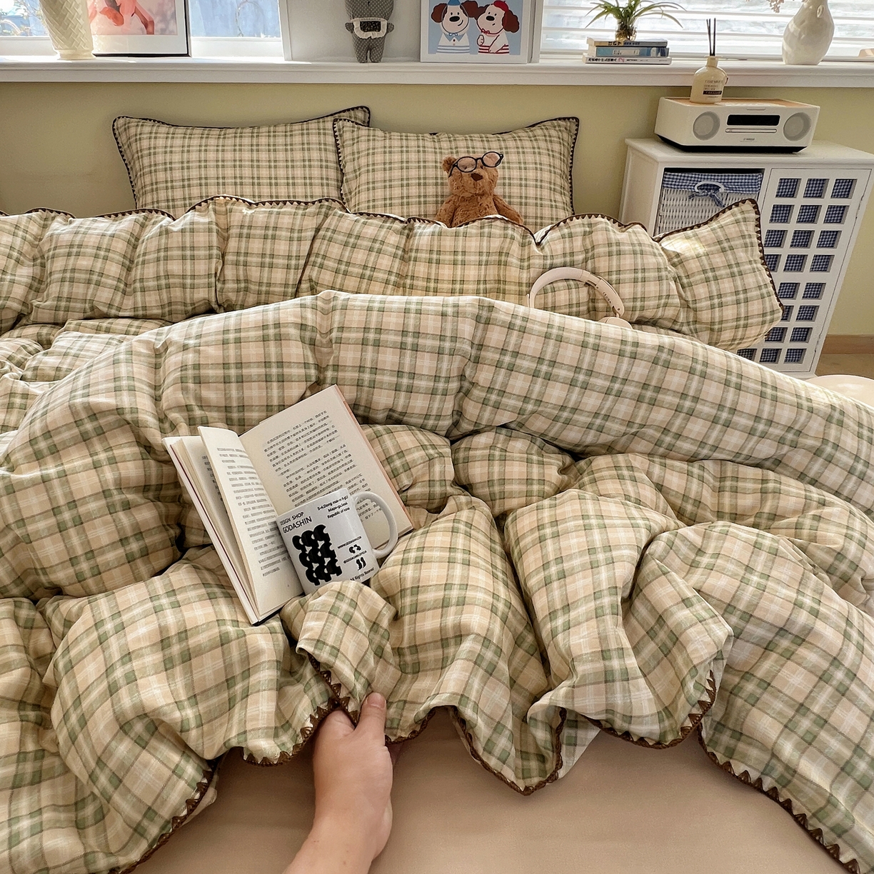 91家纺网 家纺一手货源 找家纺 （总）典曼家纺 2026新款全棉纯棉有氧双层纱贝壳边四件套