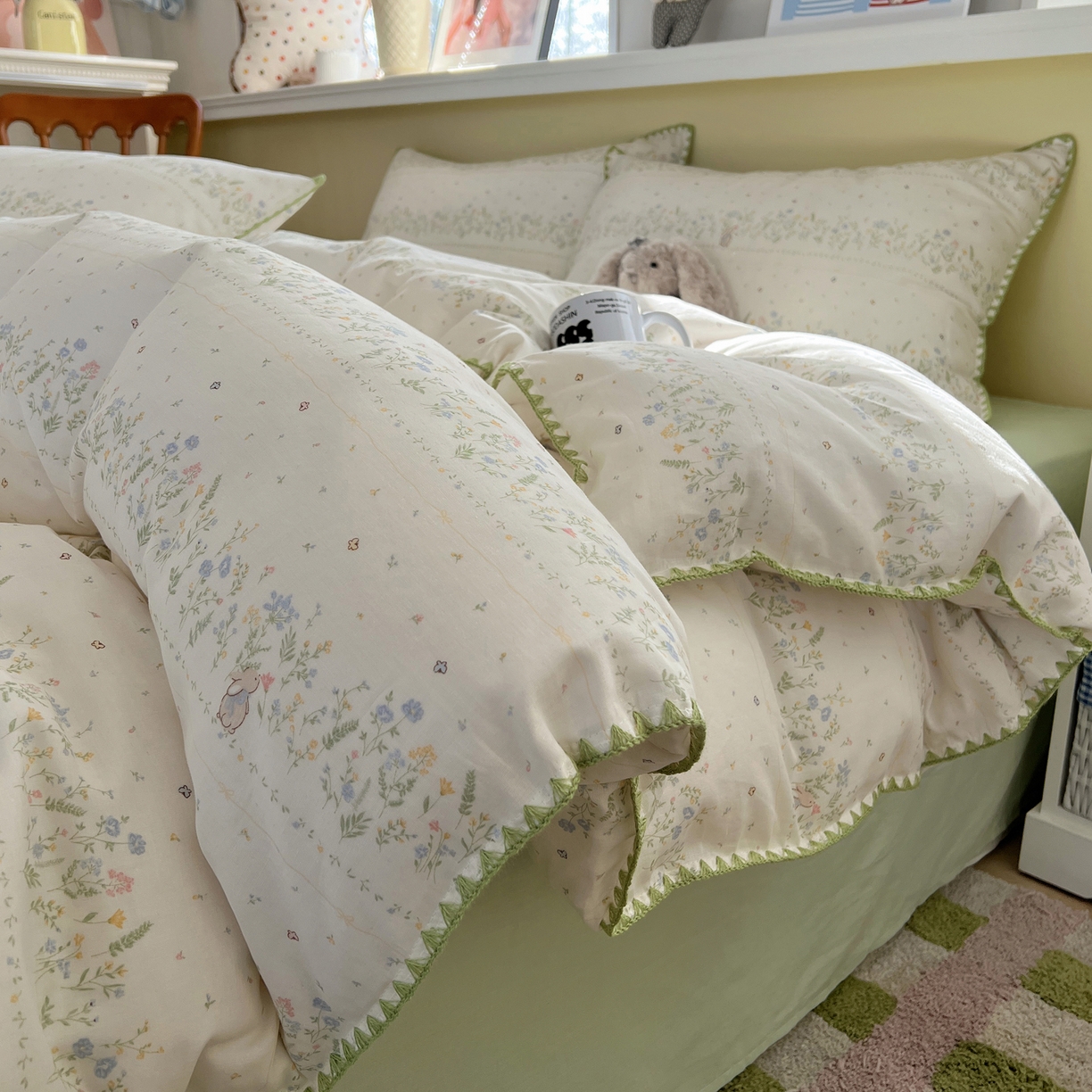 91家纺网 家纺一手货源 找家纺 （总）典曼家纺 2026新款全棉纯棉有氧双层纱贝壳边四件套