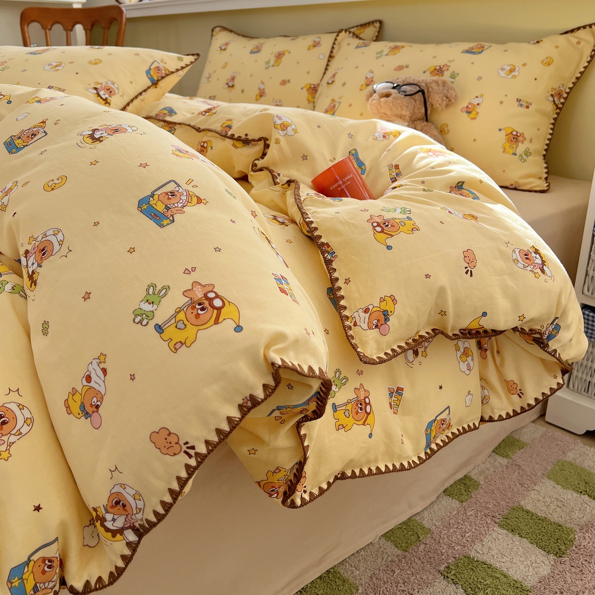 91家纺网 家纺一手货源 找家纺 （总）典曼家纺 2026新款全棉纯棉有氧双层纱贝壳边四件套