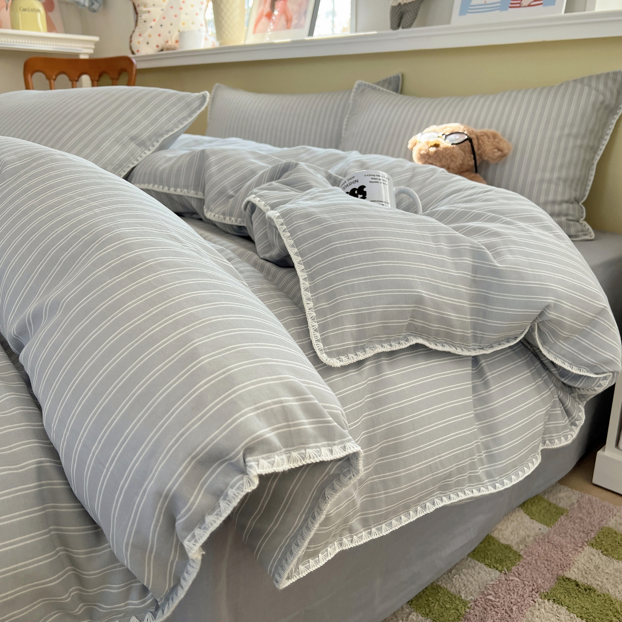 91家纺网 家纺一手货源 找家纺 （总）典曼家纺 2026新款全棉纯棉有氧双层纱贝壳边四件套