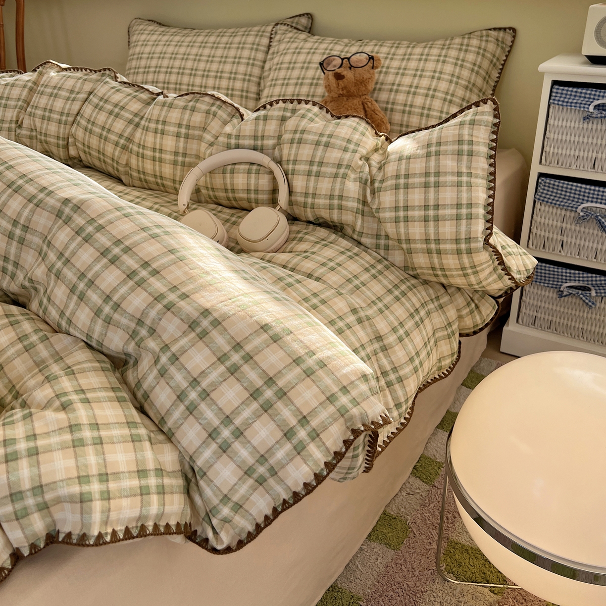 91家纺网 家纺一手货源 找家纺 典曼家纺 2026新款全棉纯棉有氧双层纱贝壳边四件套 贝壳边北欧风情