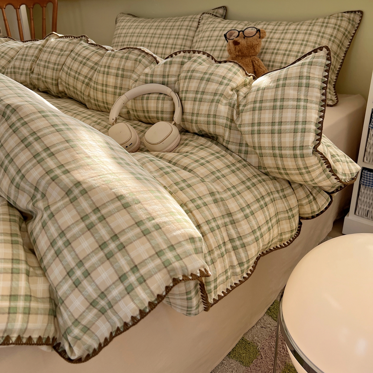 91家纺网 家纺一手货源 找家纺 典曼家纺 2026新款全棉纯棉有氧双层纱贝壳边四件套 贝壳边北欧风情