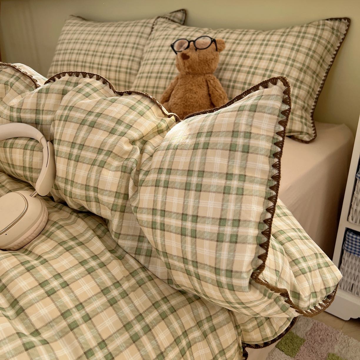 91家纺网 家纺一手货源 找家纺 典曼家纺 2026新款全棉纯棉有氧双层纱贝壳边四件套 贝壳边北欧风情