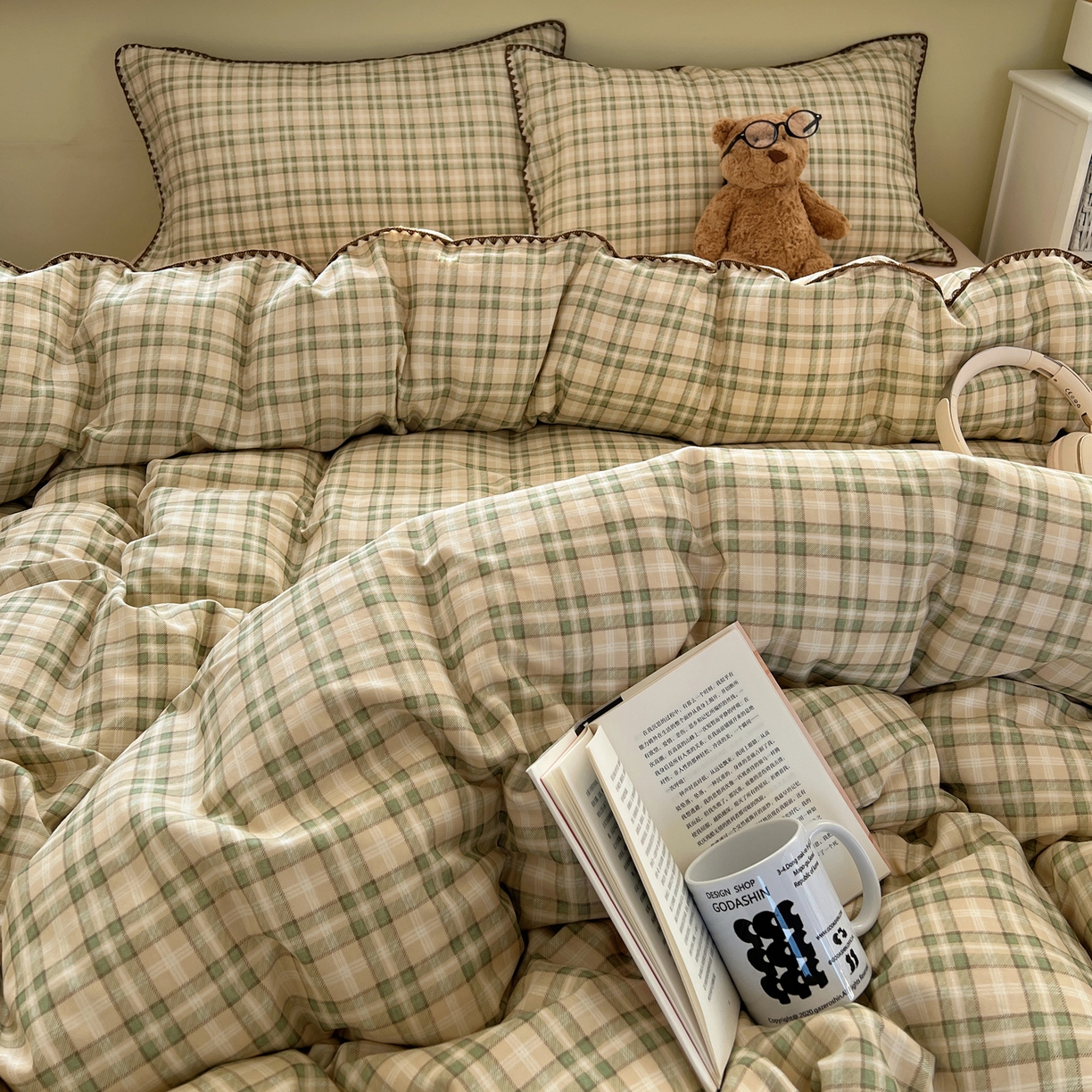 91家纺网 家纺一手货源 找家纺 典曼家纺 2026新款全棉纯棉有氧双层纱贝壳边四件套 贝壳边北欧风情