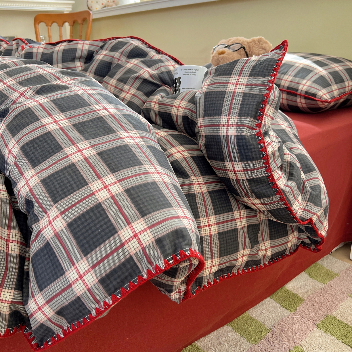 91家纺网 家纺一手货源 找家纺 典曼家纺 2026新款全棉纯棉有氧双层纱贝壳边四件套 贝壳边伯拉德