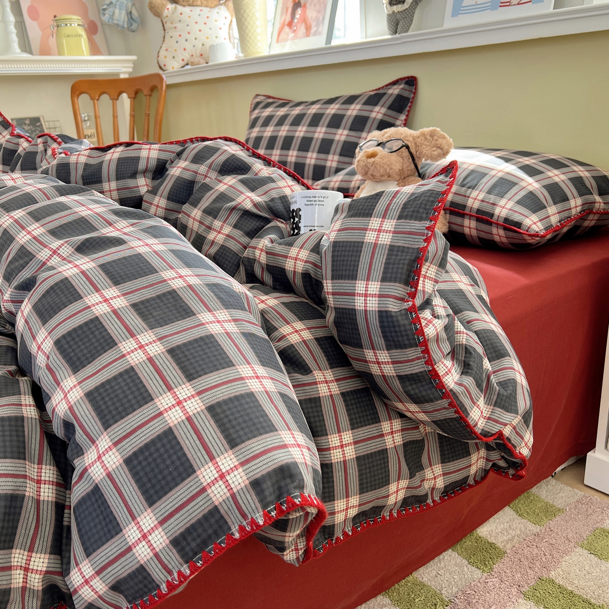 91家纺网 家纺一手货源 找家纺 典曼家纺 2026新款全棉纯棉有氧双层纱贝壳边四件套 贝壳边伯拉德