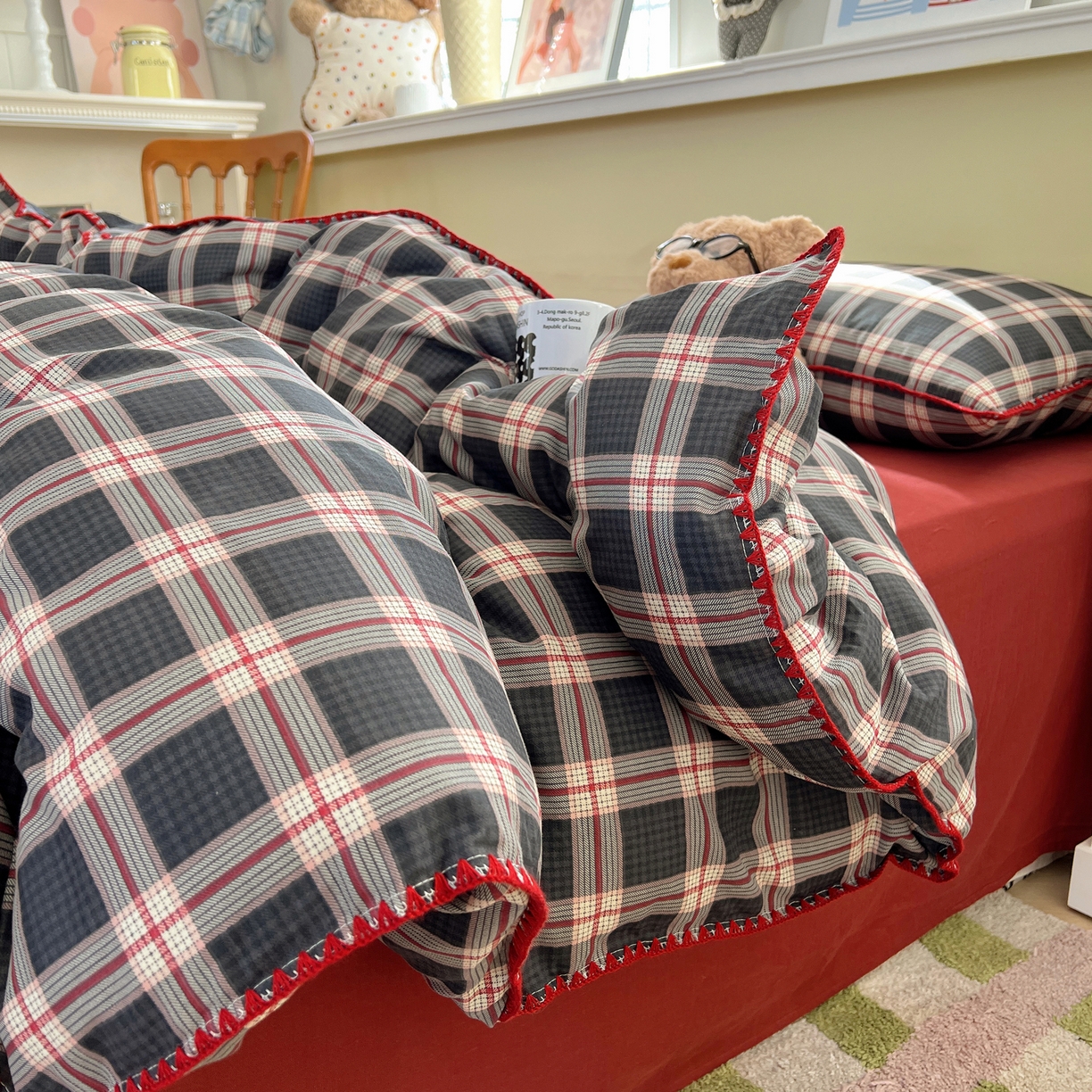 91家纺网 家纺一手货源 找家纺 典曼家纺 2026新款全棉纯棉有氧双层纱贝壳边四件套 贝壳边伯拉德