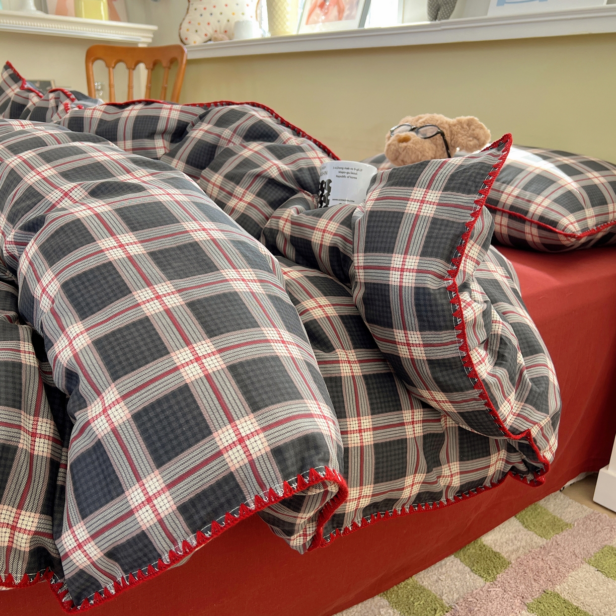 91家纺网 家纺一手货源 找家纺 典曼家纺 2026新款全棉纯棉有氧双层纱贝壳边四件套 贝壳边伯拉德