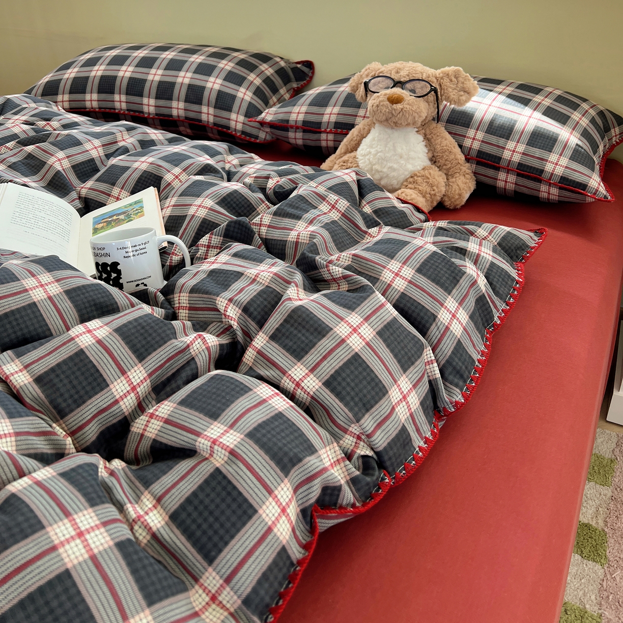 91家纺网 家纺一手货源 找家纺 典曼家纺 2026新款全棉纯棉有氧双层纱贝壳边四件套 贝壳边伯拉德