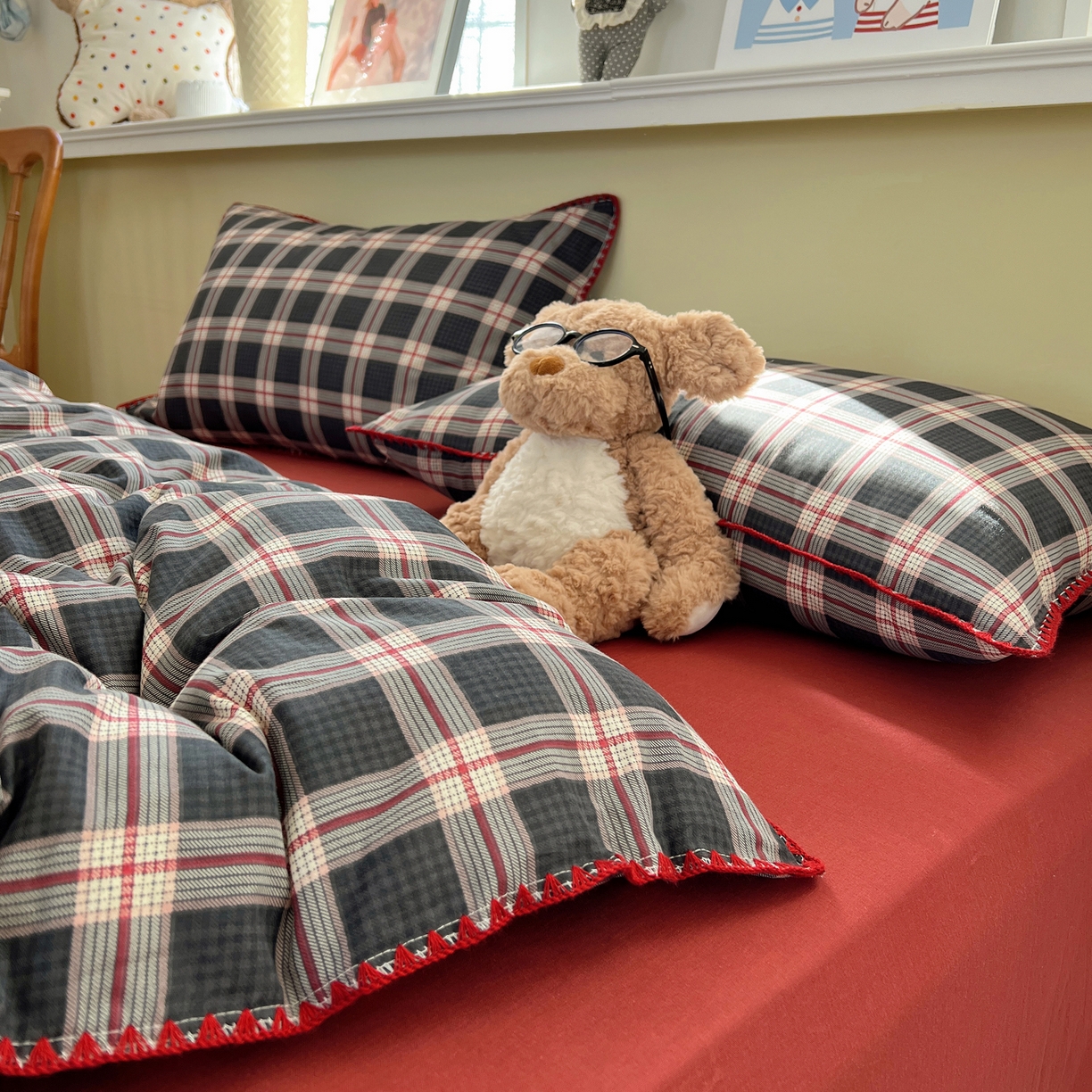 91家纺网 家纺一手货源 找家纺 典曼家纺 2026新款全棉纯棉有氧双层纱贝壳边四件套 贝壳边伯拉德