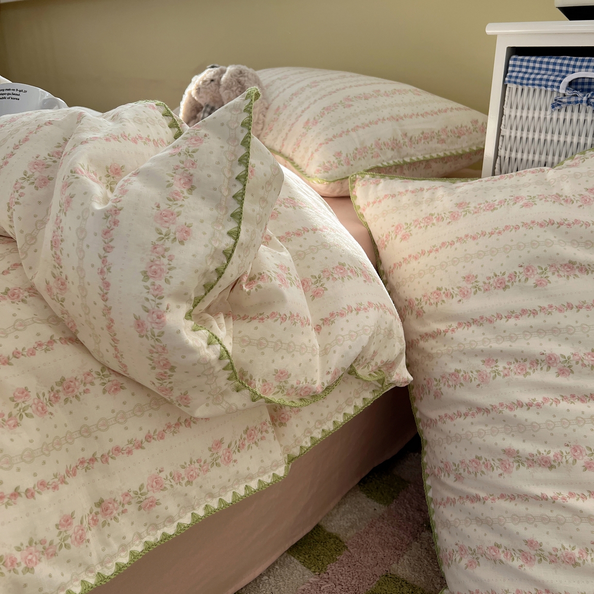 91家纺网 家纺一手货源 找家纺 典曼家纺 2026新款全棉纯棉有氧双层纱贝壳边四件套 贝壳边亭亭玉立