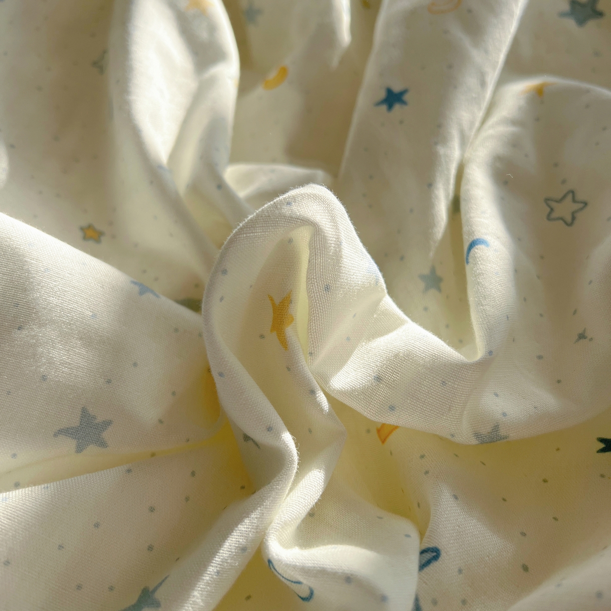 91家纺网 家纺一手货源 找家纺 典曼家纺 2026新款全棉纯棉有氧双层纱贝壳边四件套 贝壳边星月