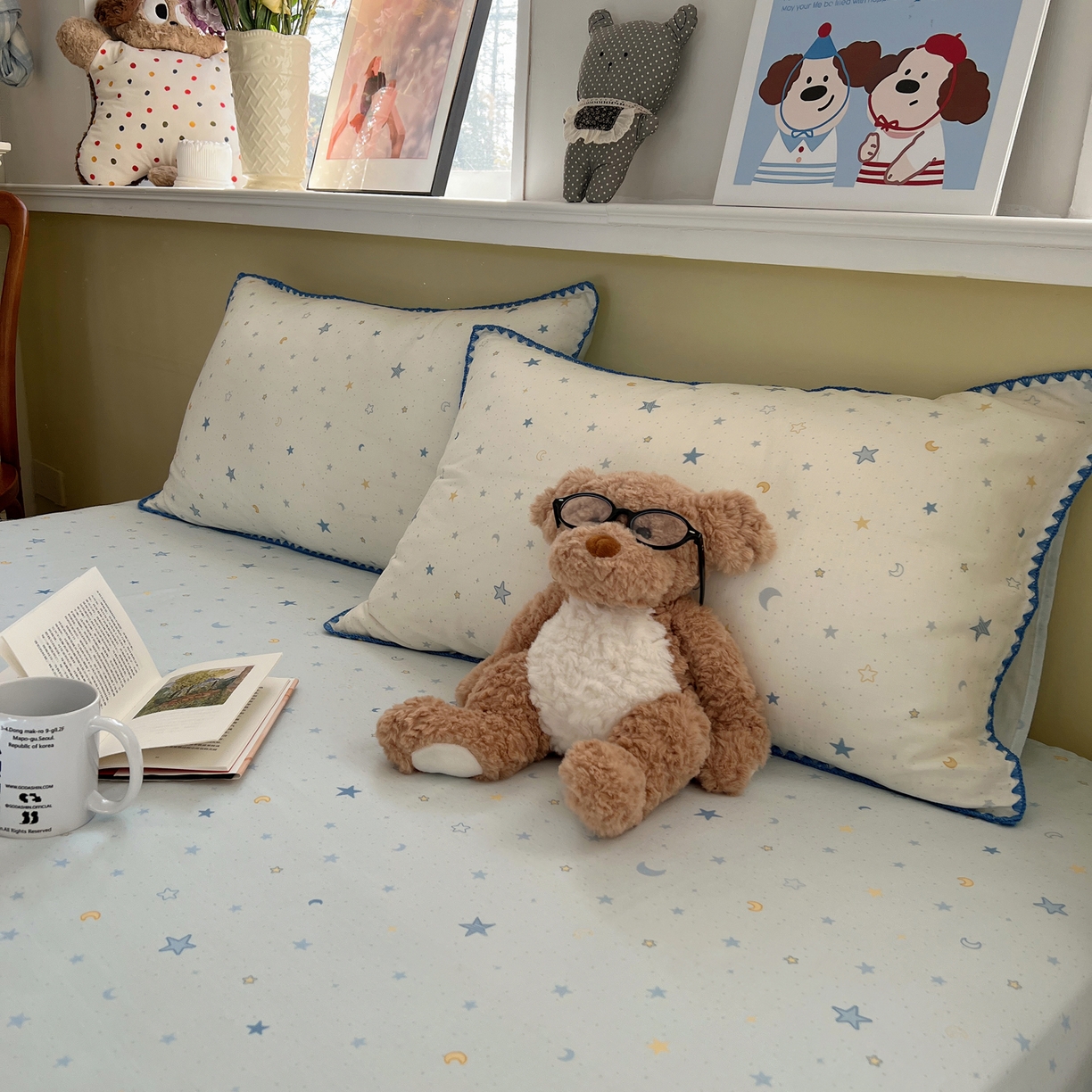 91家纺网 家纺一手货源 找家纺 典曼家纺 2026新款全棉纯棉有氧双层纱贝壳边四件套 贝壳边星月