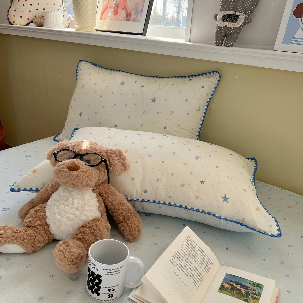 91家纺网 家纺一手货源 找家纺 典曼家纺 2026新款全棉纯棉有氧双层纱贝壳边四件套 贝壳边星月