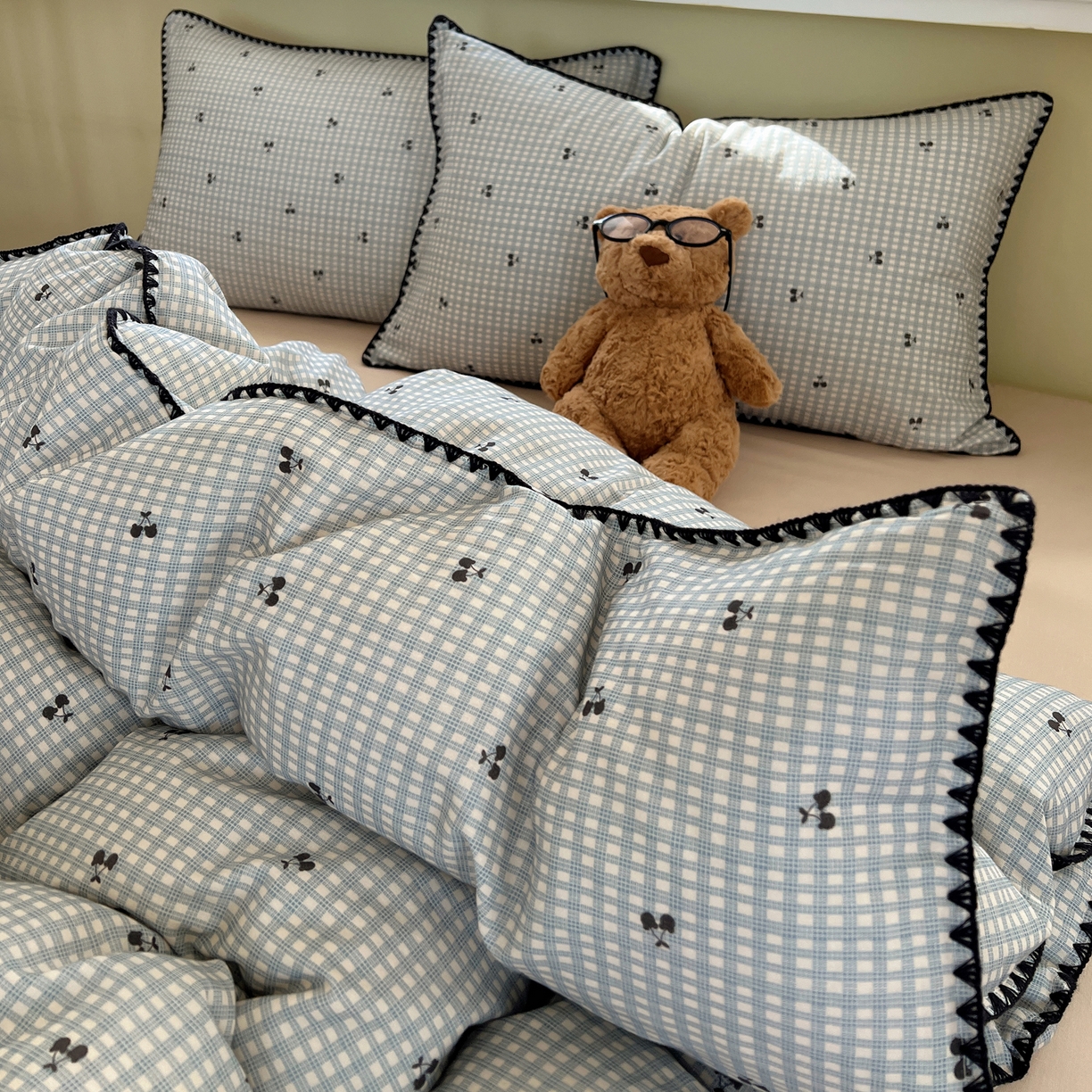 91家纺网 家纺一手货源 找家纺 典曼家纺 2026新款全棉纯棉有氧双层纱贝壳边四件套 贝壳边艾米莉