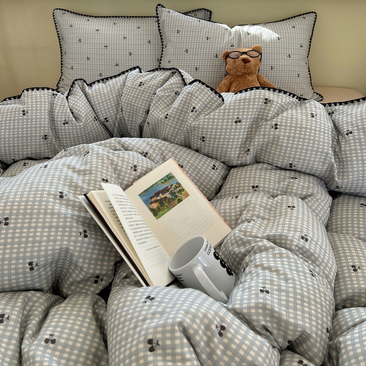 91家纺网 家纺一手货源 找家纺 典曼家纺 2026新款全棉纯棉有氧双层纱贝壳边四件套 贝壳边艾米莉