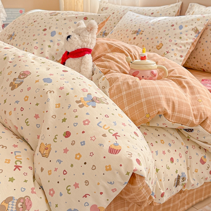 91家纺网 家纺一手货源 找家纺 典曼家纺 2026新款全棉印花四件套-系列二 都市熊仔