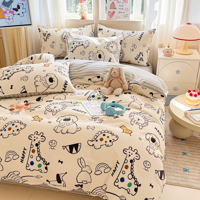 91家纺网 家纺一手货源 找家纺 典曼家纺 2026新款全棉印花四件套-系列二 欢乐谷