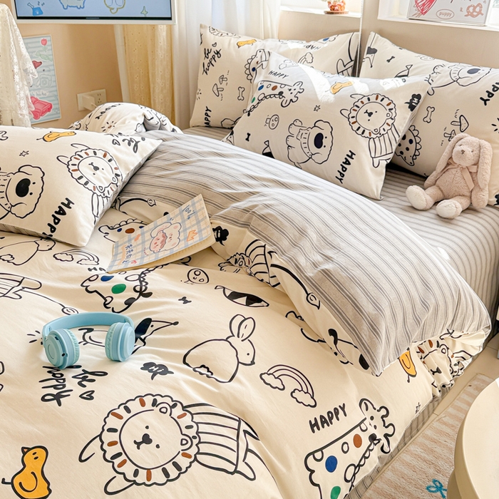 91家纺网 家纺一手货源 找家纺 典曼家纺 2026新款全棉印花四件套-系列二 欢乐谷