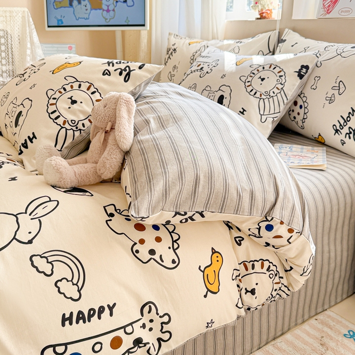 91家纺网 家纺一手货源 找家纺 典曼家纺 2026新款全棉印花四件套-系列二 欢乐谷