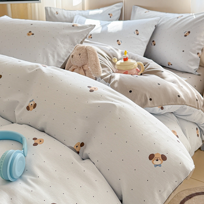 91家纺网 家纺一手货源 找家纺 典曼家纺 2026新款全棉印花四件套-系列二 机灵小汪